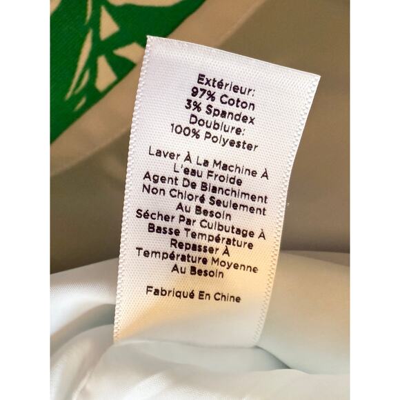 Talbots Palm Tree Leaf Green & White Tropical Print A-line Skirt Sz 14 - Picture 5 of 8